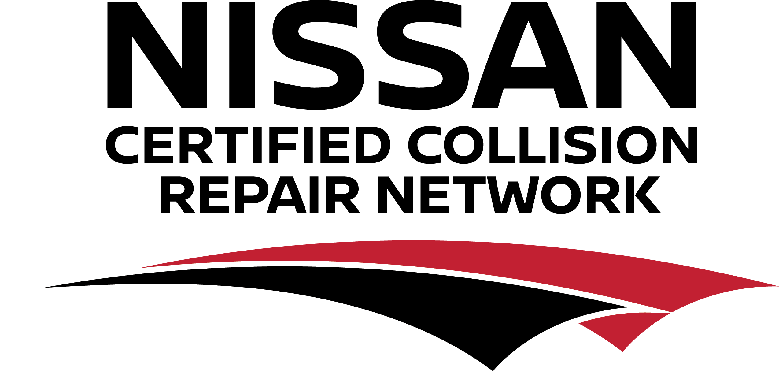 Nissan Certified Collision Repair Network logo, symbolizing authorized and expert collision repair services for Nissan vehicles.